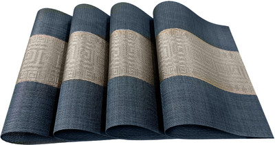 GOOD VIBES Rectangular Pack of 4 Table Placemat(Dark Blue, Blue, Multicolor, PVC)