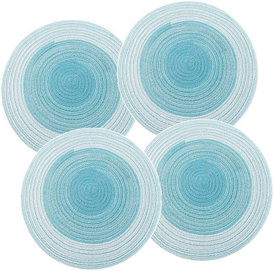 DANSR Round Pack of 4 Table Placemat(Light Blue, Cotton)