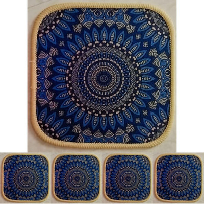 JANCOM Square Pack of 2 Table Placemat(Blue, Polyester)
