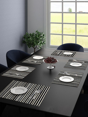 Saral Home Rectangular Pack of 6 Table Placemat(Grey, Velvet)