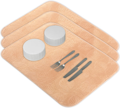 KUBER INDUSTRIES Rectangular Pack of 3 Table Placemat(Yellow, Microfibre)