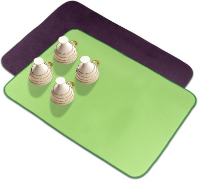 KUBER INDUSTRIES Rectangular Pack of 2 Table Placemat(Purple, Green, Microfibre)