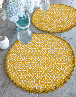 Saral Home Round Pack of 2 Table Placemat(Yellow, Cotton)