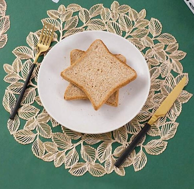 DELHI PVC CORP Round Pack of 2 Table Placemat(Gold, Lace)