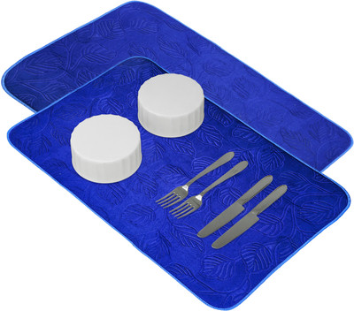 KUBER INDUSTRIES Rectangular Pack of 2 Table Placemat(Blue, Microfibre)