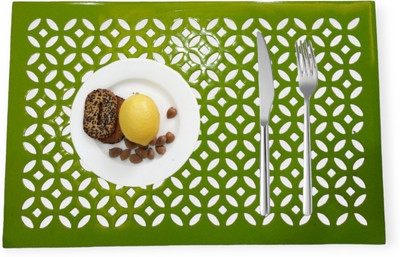 MONKDECOR Rectangular Pack of 6 Table Placemat(Green, Suede)
