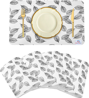 Heart Home Rectangular Pack of 6 Table Placemat(Gold, Leather)