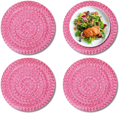 LADLI JEE Round Pack of 4 Table Placemat(Pink, Polyester)