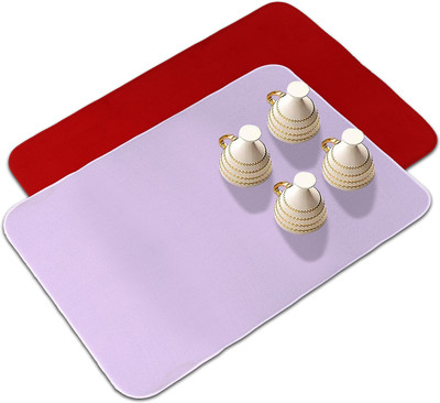 KUBER INDUSTRIES Rectangular Pack of 2 Table Placemat(Red, Purple, Microfibre)