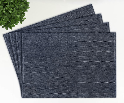 OASIS Rectangular Pack of 4 Table Placemat(Dark Blue, Cotton)