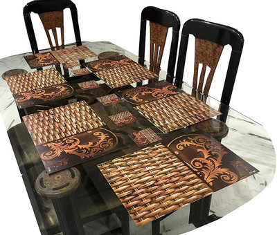 DELHI PVC CORP Rectangular Pack of 6 Table Placemat(Brown, PVC)