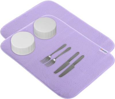 HOMESTIC Rectangular Pack of 2 Table Placemat(Purple, Microfibre)