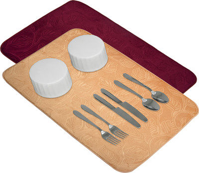 KUBER INDUSTRIES Rectangular Pack of 2 Table Placemat(Gold, Maroon, Microfibre)