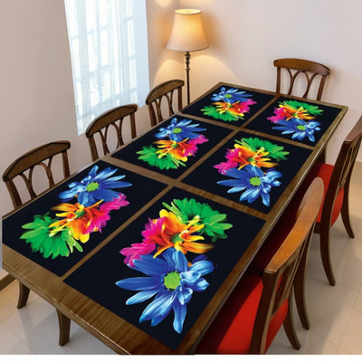 REVEXO Rectangular Pack of 6 Table Placemat(Multicolor, PVC)