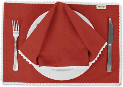 Vargottam Rectangular Pack of 6 Table Placemat(Red, Cotton)