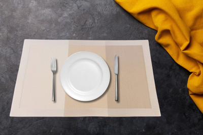 NESTNHAVEN Rectangular Pack of 4 Table Placemat(Brown, Beige, PVC)