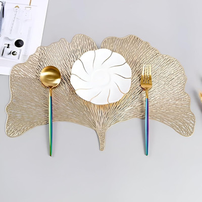 Favria Ellipse Pack of 2 Table Placemat(Gold, PVC)
