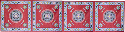 Dulhan Enterprises Rectangular Pack of 1 Table Placemat(Light Blue, Red, Polyester)
