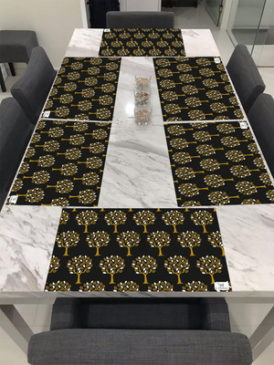 E-Retailer Rectangular Pack of 6 Table Placemat(Brown, PVC)
