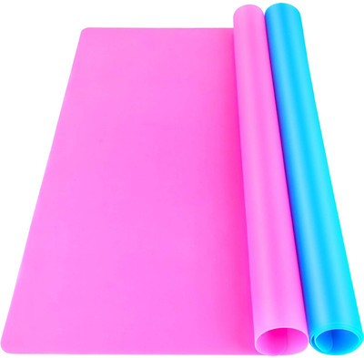 Jubilant Rectangular Pack of 2 Table Placemat(Pink, Blue, Silicone)