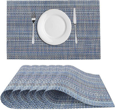 Castle Decor Rectangular Pack of 6 Table Placemat(Silver, PVC)