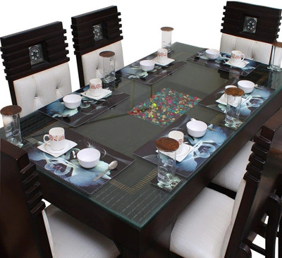 SANRAKSSHAN Rectangular Pack of 6 Table Placemat(Black, White, PVC)