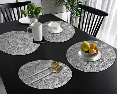 Flipkart SmartBuy Round Pack of 4 Table Placemat(Silver, PVC)