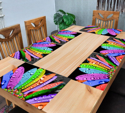 Creadcraft Rectangular Pack of 6 Table Placemat(Multicolor, Grey, PVC)