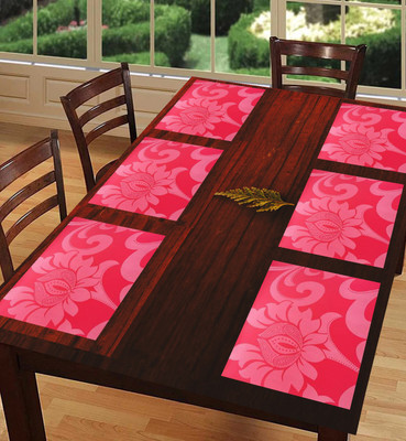 SANRAKSSHAN Rectangular Pack of 6 Table Placemat(Red, PVC)