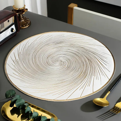 DPA Collection Round Pack of 1 Table Placemat(Gold, PVC)