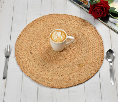 TH Creative Round Pack of 1 Table Placemat(Beige, Jute)