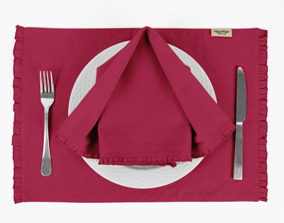 Vargottam Rectangular Pack of 6 Table Placemat(Pink, Cotton)