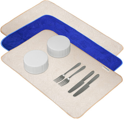 HOMESTIC Rectangular Pack of 3 Table Placemat(Multicolor, Microfibre)
