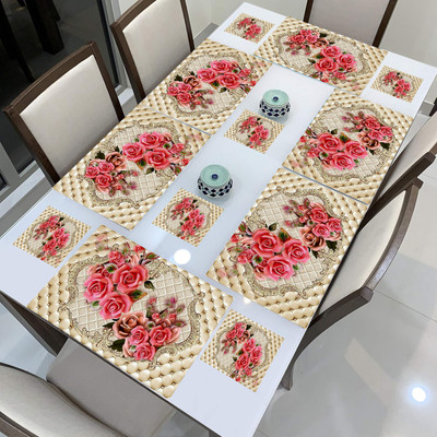 REVEXO Rectangular Pack of 6 Table Placemat(Gold, PVC)