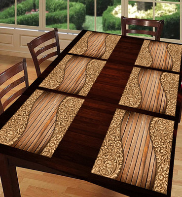 REVEXO Rectangular Pack of 6 Table Placemat(Silver, PVC)