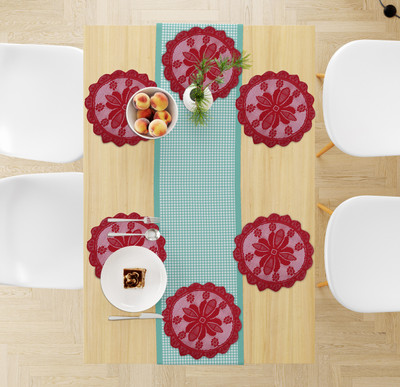 LooMantha Rectangular Pack of 6 Table Placemat(Maroon, PVC)