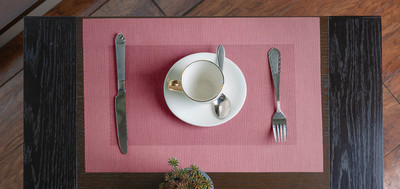Aparajithaa Rectangular Pack of 1 Table Placemat(Pink, Cotton)