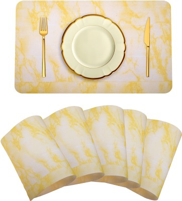 KUBER INDUSTRIES Rectangular Pack of 6 Table Placemat(Yellow, PVC)