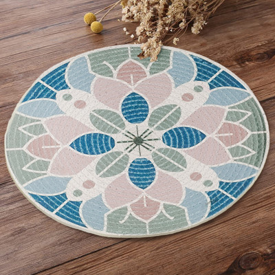 YELLOW WEAVES Round Pack of 4 Table Placemat(Multicolor, Polyester)