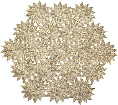 Kritvi Ellipse Pack of 2 Table Placemat(Gold, Polyester)