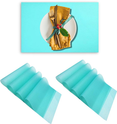 Lellow Rectangular Pack of 8 Table Placemat(Blue, PVC)