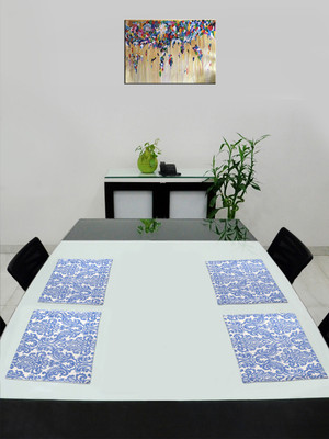 Saral Home Rectangular Pack of 4 Table Placemat(Blue, Cotton)