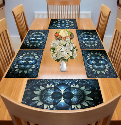 Comfort House Rectangular Pack of 6 Table Placemat(Black, PVC)