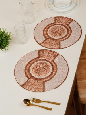 MGD Round Pack of 1 Table Placemat(White, Jute)
