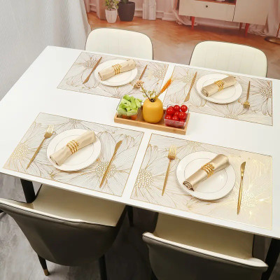 Flipkart SmartBuy Rectangular Pack of 4 Table Placemat(Gold, PVC)