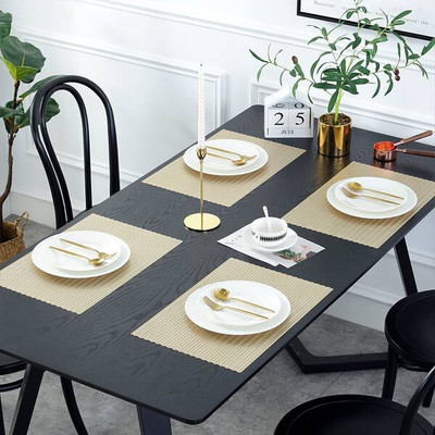 Dakshya Industries Rectangular Pack of 4 Table Placemat(Gold, PVC)