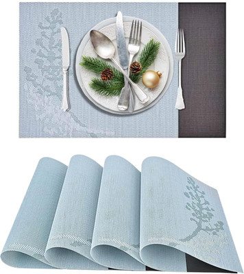 HIINFOITIC Rectangular Pack of 6 Table Placemat(Light Blue, Black, PVC)