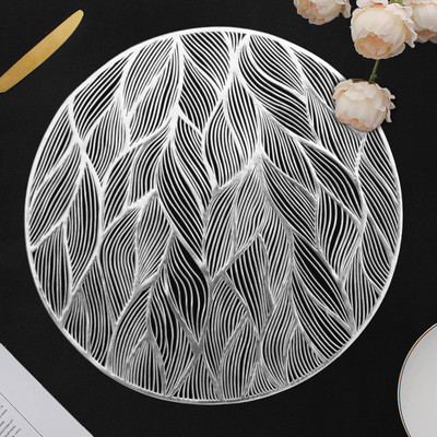 DPA Collection Round Pack of 2 Table Placemat(Silver, PVC)