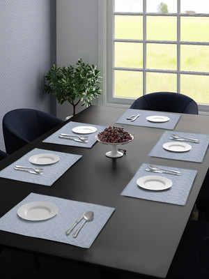 Saral Home Rectangular Pack of 6 Table Placemat(Grey, Cotton)