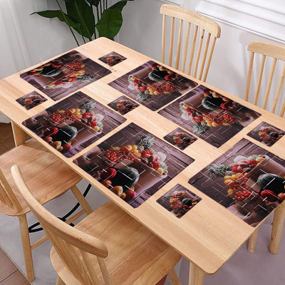 SANRAKSSHAN Rectangular Pack of 6 Table Placemat(Multicolor, PVC)